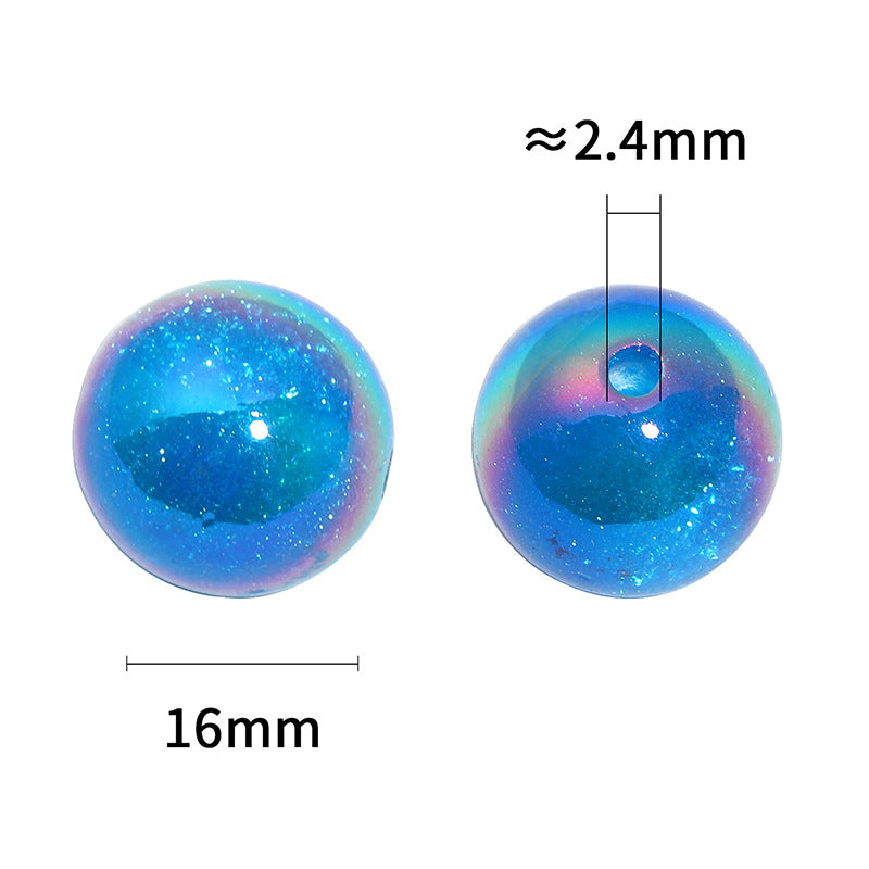 Wholesale 100pcs/pack 16mm translucent fine shimmer galaxy round beads fashionable and simple cat' s eye beads